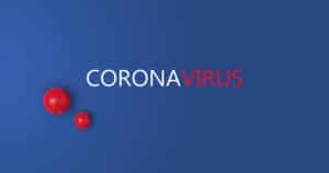 the words coronavirus on a blue background