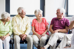Seniors socialzing in a seniors' residence
